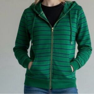 Liz & Co sweat jacket green and blue pinstriped size large